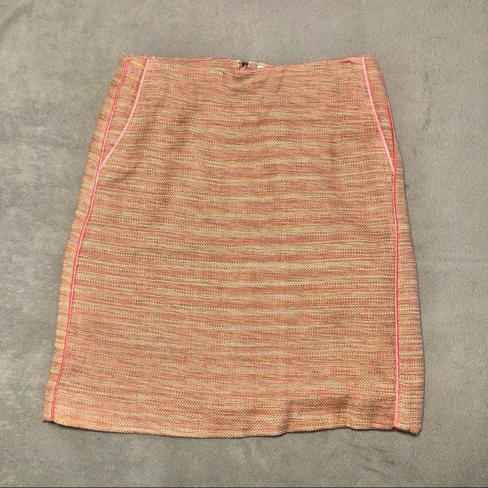 NWT LOFT Textured Pencil Skirt Pink Multicolor Tweed Size 0